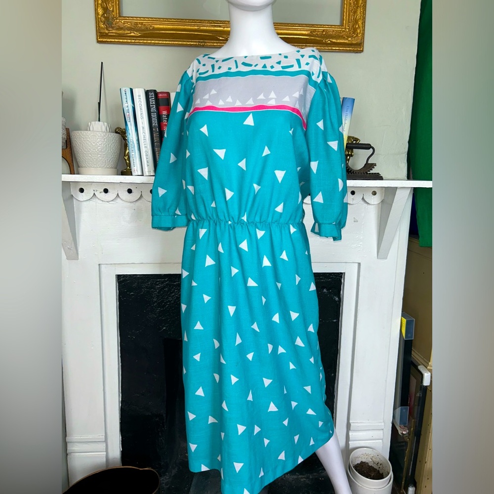 1980s Geometric Vintage Dress